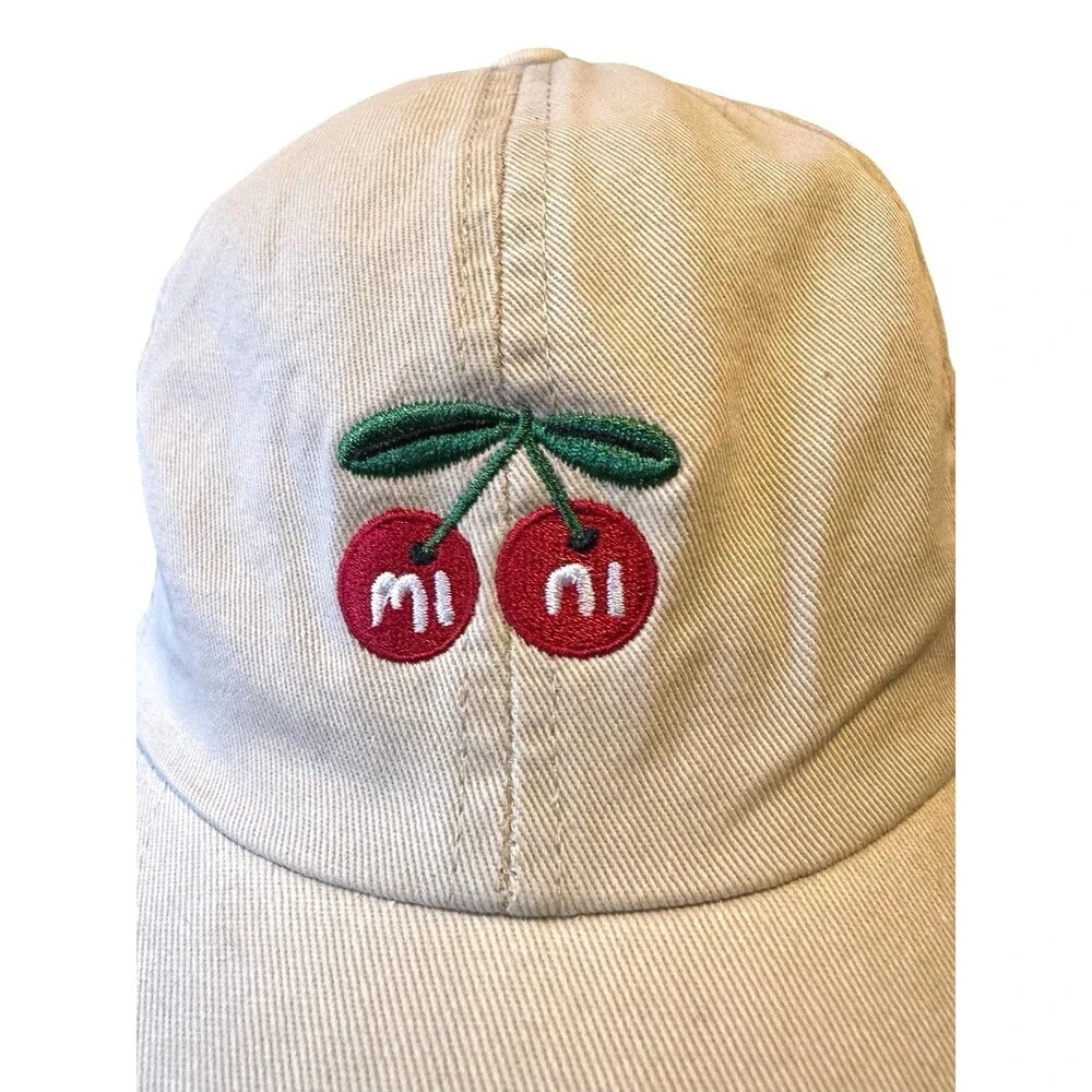 David and Young women's hat Cap Mi Ni embroidered Cherries Tan beige outdoors